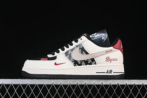 All Categories Nk Air Force 1 Air Force Series Nk Air Force 1 Low Air Force Low Nike Air Force 1'07 Low Joint Beige Black Black Red High-end Customized Low-top Casual Sneakers XD2588-610